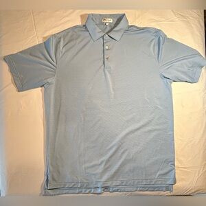 Peter Millar Men’s XL Light Blue/White Striped Summer Comfort Polo Short Sleeve